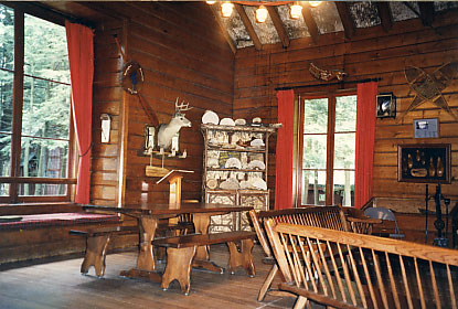 Interior of historic Metcalf Hall at Camp Huntington