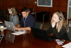 UAlbany’s Trudi Jacobson, left, Tor Loney, information literacy librarian at UAlbany and college Mentor Nicola Marae Allain at the Metaliteracy MOOC launch. (Photo/Tom Mackey)