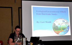 Lori Mould, a student at the Genesee Valley Center, checks her notes right before her presentation on “Ecological/Environmental Effects From Hurricane Sandy.”