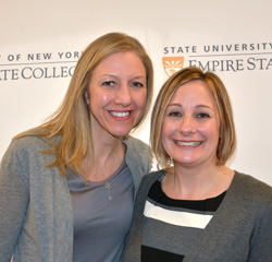 2014 recipient of the Chancellor’s Award for Student Excellence Elizabeth Hughes, at right, is joined by her partner Kerry Wille at the ceremony honoring this year’s winners. Photo/Empire State College