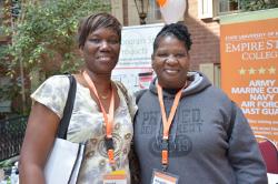 Ingrid Kirton and Angelina Garner attended the health fair during the 2014 Student Wellness Retreat. Garner, a student from New York City, said the health fair helped to reduce her stress. Photo/Empire State College