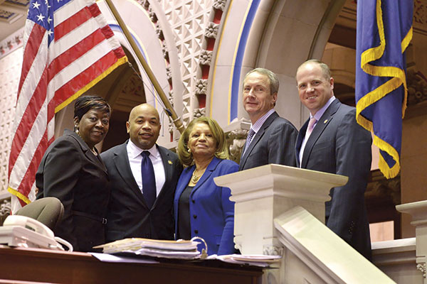 Catherine Collins in state assembly chamber on the day she was elected into the New York State board of Regents