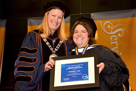 SUNY Empire President Merodie Hancock with Anastasia Pratt at the Capital region commencement.