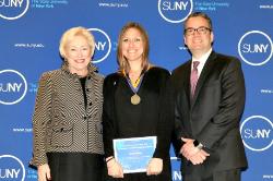 Chancellor Nancy Zimpher, student Robyn McGee and Vice Provost Tom Mackey