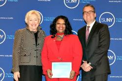 Chancellor Zimpher, student Jawana Richardson and Vice Provost Tom Mackey