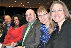 Left to right are Scott Rachon, Jawana Richardson, Daniel DeBrucker, Kristina Kwacz and Robyn McGee '15, the 2017 Chancellor's Award for Student Excellence recipients.