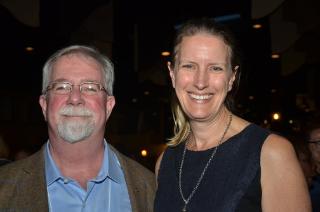 Edward Shevlin '11, 15 and President Merodie A. Hancock at the 2015 Student Academic Conference.