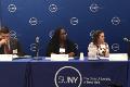 Left to right are Nick Simons, chief of staff for the SUNY Student Assembly, Vashti Ma’at, SUNY Empire State College graduate student and Clare Gilroy, Binghamton University’s youth engagement coordinator.