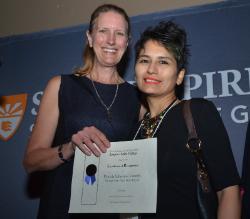 President Merodie A. Hancock and student Patricia Sifuentes Cazorla at the 2015 Student Academic Conference